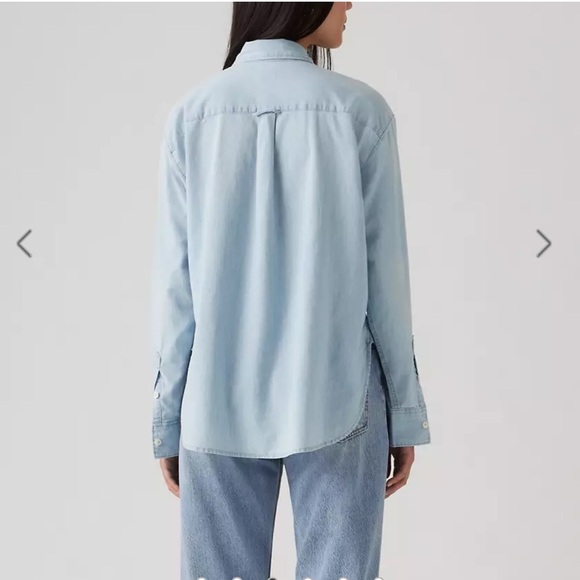 Levi’s women’s BLACK HARLIE BOYFRIEND denim  Button Down SHIRT sz M - Picture 3 of 11